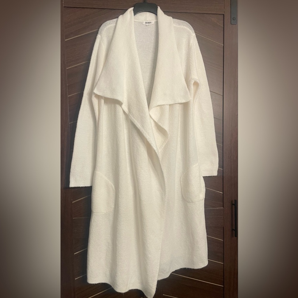 BB Dakota drape front full length duster cardigan with pockets EUC